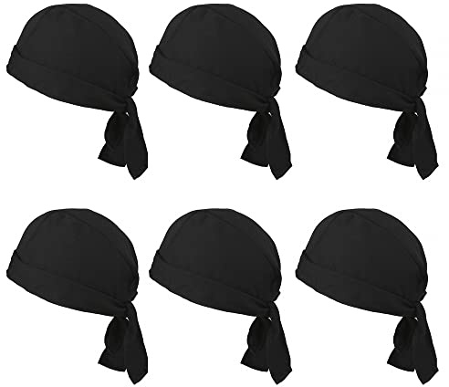 DONGKER Mössa, 6 stycken cykeldödskallemössor, andningsbar bandana mössa, sport bandana keps hatt snabbtorkande för en huvudomkrets på 55–58 cm män och kvinnor, svart, One size