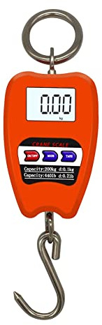 Orton Mini Báscula de Grúa Pesando la Báscula Suspendida Industrial Numérica 200Kg/441Lb Básculas con Gancho Suspendidas Robustas Naranja
