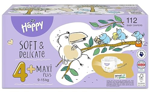 bella baby Happy Windeln soft & delicate Gr.4+ Maxi Plus 9-15 kg HAPPY BOX 112 Stück
