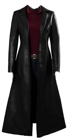 Veste de Trench Longue en Simili Cuir pour Dames, Trench-Coat en Cuir PU élégant