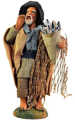 Holyhome Fischer - Napolitanische Terrakotta-Krippe, handgefertigt, handbemalt, hergestellt in Italien (Cm 10 (3,93 Zoll))