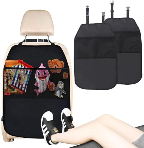 Norhogo Organiseur Siege 2 Pièce, Protection Siege Enfant, Protecteur Siege Voiture, Housse Protection Voiture Diege Arriere avec 2 Poches pour Impermérable et Saleté