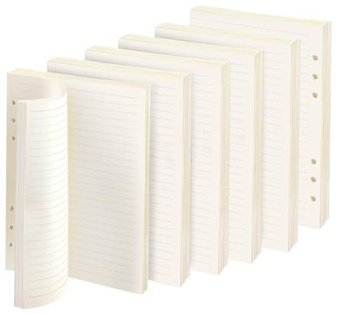 6 Pack A5 Nachfüllpapier 6 Löcher Papier Liniert 270 Blätter/ 540 Seiten Refill Paper Notizpapier für Ringbucheinlagen Nachfüllbar A5 Notizbuch