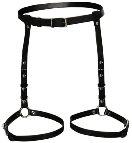 VEOIRXU Punk cuir corps chaîne cuir noir cuisse chaînes Rave jambe chaîne ceinture discothèque corps bijoux accessoires Jambe Réglable Ceinture pour femmes et filles