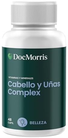 DocMorris Cabello y Uñas Complex 48 Cápsulas | Suplemento para la Salud Capilar y el Fortalecimiento de Uñas | Con Vitaminas, Minerales, Ácidos Grasos Omega 3, Biotina, L-Cistina, Zinc y Hierro