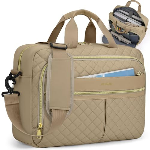 IGOLUMON Bolso Portatil Mujer 17,3 Pulgadas Maletín Portátil Bolso Portadocumentos Impermeable Bolso Ordenador Portatil para Trabajo Negocios Escuela