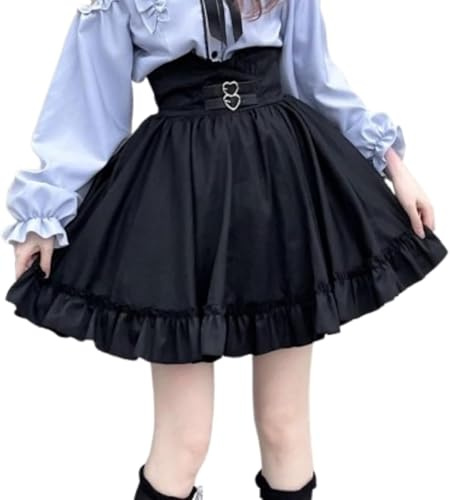 Wayolyn Lolita Fashion Jirai Kei Fashion Y2K Falda Cutecore Balletcore para mujer, falda de malla de encaje transparente, minifalda Kawai