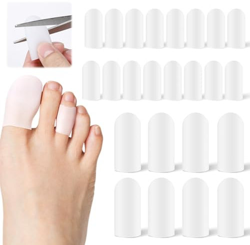 Samamoca 24 Stück Zehenkappen,Zehenschutz Silikon gegen Hühneraugen & Blasen,Zuschneidbar, Wiederverwendbar&Weich,Ideal für Alltag,Sport,Wandern–Auch als Hühneraugenpflaster &Blasenpflaster