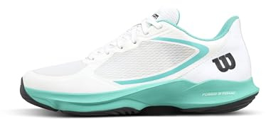 WILSON Hurakn Lite Women's Padel Shoe - White/Turquoise/Black, Size 7.5 US
