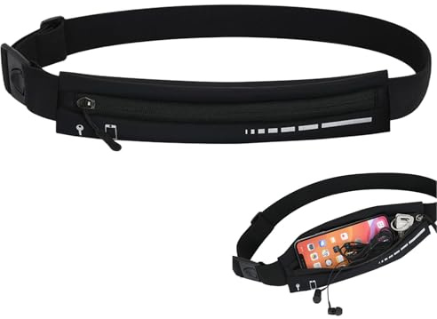 Water Resistant Running Belt with Adjustable Elastic Strap,Lightweight Large Capacity Sports Waistpack with Dual Pockets Sweatproof Waist Pack for Workouts, Exercise, Cycling, Walking, Travel & Outdoo