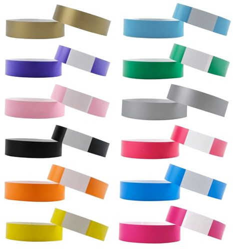 Keboyoe 600 pappershändelser armband, 12 färger, eventuell entré armband, okrossbart pappersarmband för kontroll och säkerhet, armband för fester och konserter