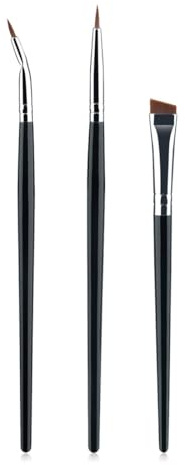 YAZWUR 3 pezzi Pennelli Make Up Occhi, Pennelli per Eyeliner Professionali, Pennello a Punta Sottile per Eyeliner, Pennello Angolato per Sopracciglia, Set Pennelli Make Up