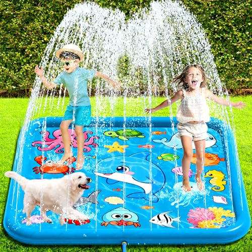 Tapete de Juegos de Agua 67/170cm Cuadrado para Niños 3+ Años | Splash Pad para Exterior, Juegos de Verano de Jardín, Para Aire Libre Playa, Para Niño Adulto Mascota