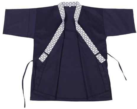 FOMIYES Veste de Chef Sushi Japonaise Unisexe Bleu 425 L, Kimono Traditionnel en Tissu Résistant, Uniforme Professionnel pour Restaurant Japonerie, Tenue de Travail Homme Cuisine