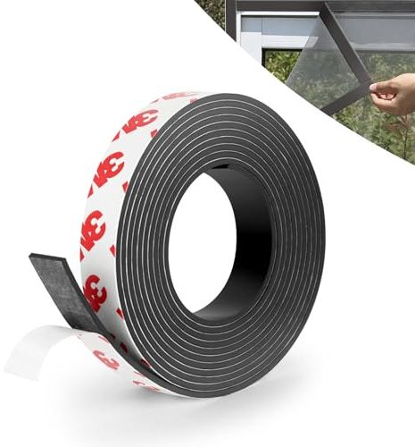 AOOWU Magnetisk tejprulle, 2 m självhäftande magnetisk tejp med stark självhäftande baksida, flexibel och avtagbar magnetisk självhäftande tejp för magnetiska paneler och kylskåp (10 x 1,5 mm)