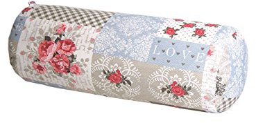 beties „Dorfkinder“ Nackenrollen Bezug ca. 15x40 cm in großer Sortiments- und Größenauswahl - Shabby Chic für den perfekten Landhaus Style Farbe (Taupe-rot) Baumwollmischung