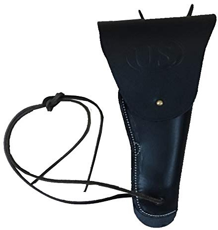 warreplica Holster M1916 en Cuir Noir pour Colt 1911 .45 Reproduction Militaire US Army WW2, Corée et Vietnam Étui de Hanche pour M1911A1 avec Logo US Embossé Équipement MP et Infanterie