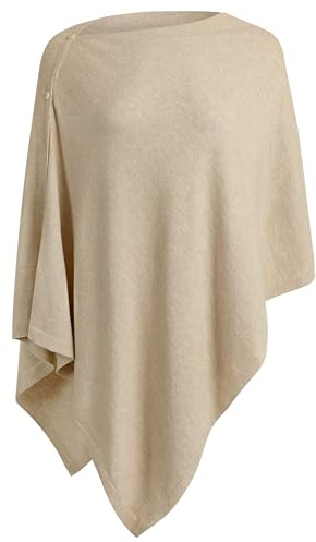 PULI Women's Versatile Knitted Shawls Scarf Poncho Sweater with Buttons Lightweight Spring Summer Fall Wraps barley twist