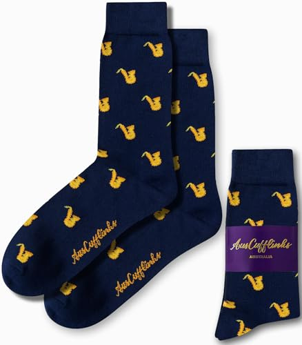 AUSCUFFLINKS Chaussettes pour elle et lui | Chaussettes amusantes pour papa et maman, Saxophone, taille unique