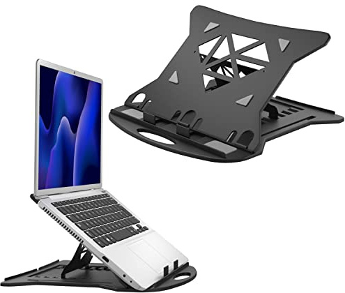 ACROPAQ - Laptopständer – Faltbarer und höhenverstellbarer Notebook Ständer, Laptop Halter, kompatibel mit MacBook, Dell, Lenovo, Samsung, Acer, Huawei MateBook - Schwarz, ALR003