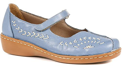 Pavers Touch-Fasten Mary Janes - Denim Size 6