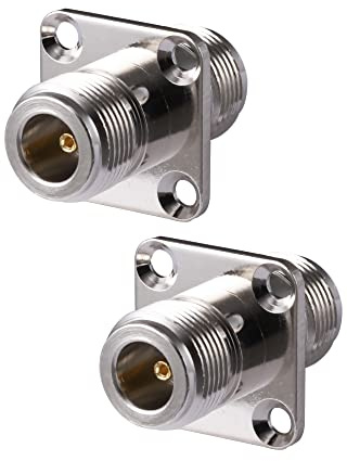 Vecys 2PCS N Hona till N Hona 4-håls Fläns Panelmonterad Adapter N typ Koaxialjack