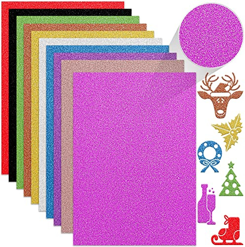 Twavang 24 Sheets Colored Glitter Cardstock Paper, A4 Premium Sparkly Paper for Scrapbook, DIY Projects, Party Decoration, Gift Box Wrapping 250GSM/92lb