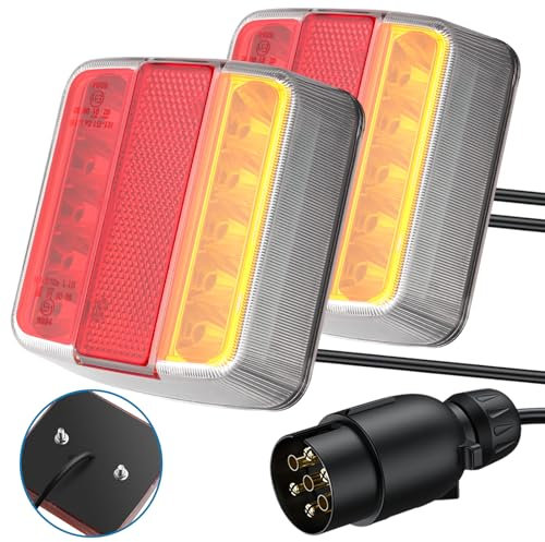 AUTOUTLET 2X Luces Traseras para Remolques, Iluminación del Remolque, Cable 7,5m con Luz de Matrícula, Montaje de Tornillos, Luz Trasera 12V 18 LED para Camión, Remolque, Van Caravan Homologado