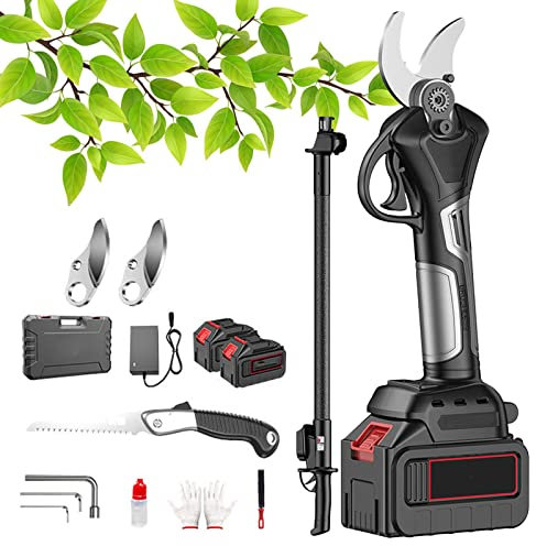 Tijeras de Podar a Batería 50mm Tijera Eléctricas Recargables Sin Cable para Ramas de Árboles, Podadora de Podar Profesionales, Tijeras de Podar Bateria para Jardinería Viñedos Árboles Frutales