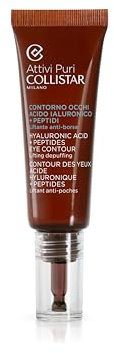 Collistar Attivi Puri Contorno de Ojos Ácido Hialurónico + Péptidos, Sérum Gel Concentrado Contra Bolsas, Ojeras, Signos de Cansancio y Pequeñas Arrugas, para Todo Tipo de Pieles, 15 ml