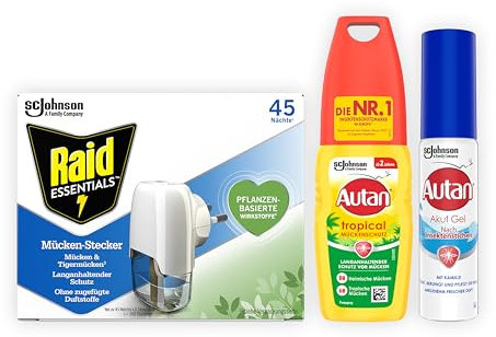 Autan und Raid Kombi-Pack, ideal zum Schutz gegen Mücken auf Reisen, Travel Essentials, 3er Pack (1x 100ml, 1x 25ml, 1x 27ml)