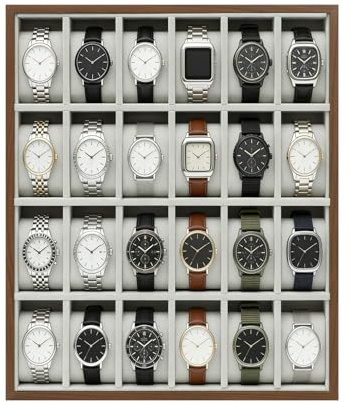 Dekltus Caja para relojes con 24 compartimentos, maletín para relojes con cojín extraíble, caja de reloj para hombres y mujeres, soporte para reloj gris, caja de almacenamiento, regalo para