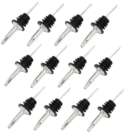 Voarge 12pcs Versatori In Acciaio Inox Metal, Bottiglia Versatore Tappo, Versatori per Bottiglie, Riutilizzabili, per Vino Stile Classico Beccuccio Conico Versatore