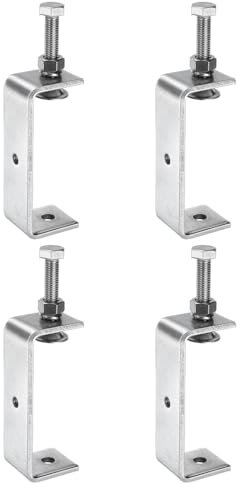 sourcing map 4pcs 304 Stainless Steel C Clamps 3.94 (100mm) Wide Jaw Opening Wood Clamps Metal U Beam Clamp for Woodworking Welding Building Household Mounting