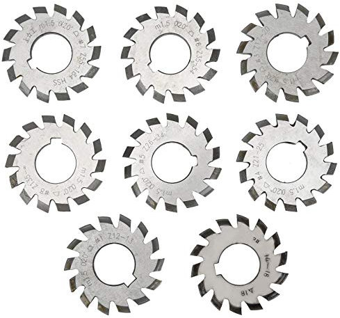 ANKROYU 8 Pcs Gear Cutter, Steel Involute Angle Cutting Tool Set, Gear Parts Cutting Tool, Gear Milling Cutter Tool for Milling Machine Disk Shaped