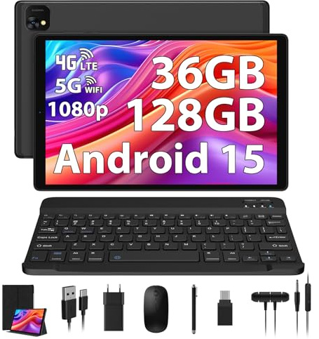 PIXGOOD Tablet 10 Pulgadas 4G LTE y 5G WiFi, Android 15.0 Octa-Core, 36GB RAM, 128GB ROM (1TB Ampliable), INCELL 1980 * 1200, 13MP+8MP, Tablet con Teclado etc, GPS/Bluetooth(Negro)
