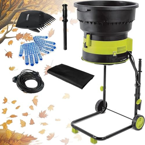 2500W Portable Garden Shredder, Electric Leaf Mulcher Shredder with with 50L Collection Bag & Wheels, 54mm Cutting Diameter, for Shredding Hedge Scrap, Bush Waste,20mPowercord