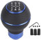 Miosugo Pomello del cambio universale in alluminio + pelle, per automotive, universale, 5 marce, accessorio manuale per auto (blu)