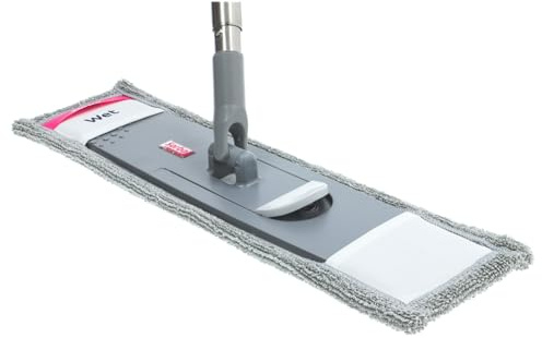 Sorbo Golvtorkningsset – RVS teleskophandtag 135 cm – med mikrofibermopp, fäste och upphängningskrok – flerklick – kompakt rengöringsset för hem och på språng