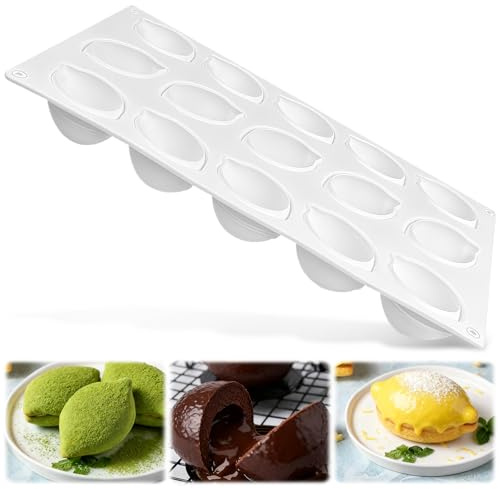 Moldes de Silicona con Forma de Limón Moldes Antiadherentes de Limón 3D para Fondant con 15 Agujeros Blanco Molde para Postres de Limóns para Hornear Magdalenas Cupcakes Pasteles Pudín Gelatina