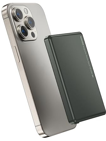 NOHON Mag-Safe Power Bank Magnetisk: 5000 mAh Trådlös Powerbank 8 mm Ultratunn Mini med Typ C Laddningskabel Externt Batteripaket PD 20 W Snabbladdning för iPhone 17/16/15/14/13/12/Mini/Pro/Pro Max