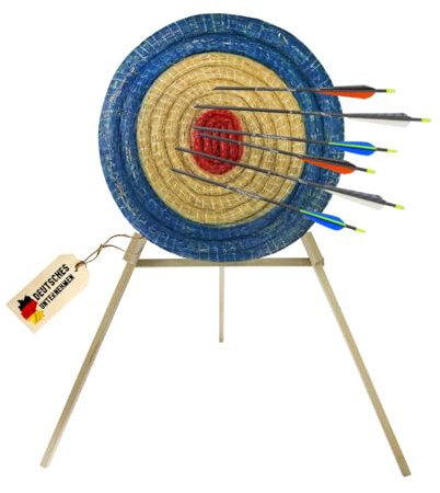 Runde Strohscheibe Deluxe - Ø 80 cm | Dicke: 8 cm | blau-rot, Zielscheibe für Pfeil und Bogen, Bogenschießen Kinder Erwachsene - Stroh Ziel ohne Ständer