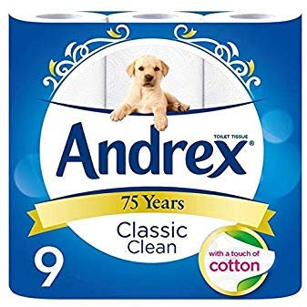 Andrex Classic Clean Toilet Roll Tissue Paper - 45 Rolls