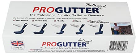 PROGUTTER Box Set of 5 Gutter Cleaning scrapers. The 5 Original Scrapers for Removing Debris and Weeds from Gutters.