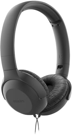 Philips UH201BK/00 Casque d'écoute avec câble (Pliable, Coussinets Souples, Micro, câble de 1, 2 mètre) Noir