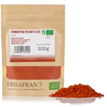 FRISAFRAN | Paprikapulver | Miljövänlig | Spansk paprika | Hög halt av vitaminer och mineraler | Ursprung ★Murcia | Varm paprika | 200g