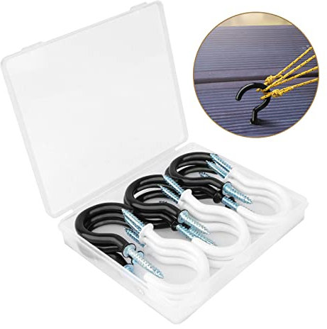 MYDD8 Screw in Hooks for Hanging Plants - 18pcs Large Cup Hooks, Black White for Suspension, Cabinet, Mug, Key, Garden