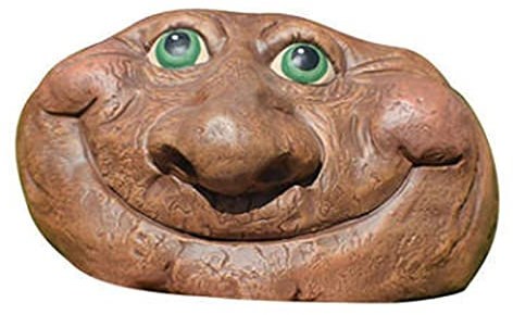 Statua all'Aperto Scultura da Giardino Statua di roccia con facce divertenti grande pietra faccina sorridente Scultura mistica in pietra da giardino Resina Garden Yard Art Decor per interni ed esterni