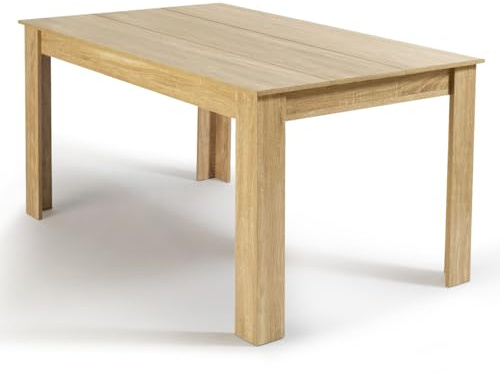 IDMarket - Table à Manger Rectangle Georgia 6 Personnes Imitation hêtre 140 x 80 cm