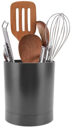 Jenngaoo Küchenutensilienhalter, 360° Drehbarer Küchenutensilien Aufbewahrungshalter Utensilienhalter Küchentheken Organizer und Geschirr Aufbewahrung, 6.5 x 5.7 Zoll (Schwarz)